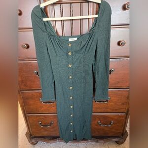 NWT,  Mintchoco, Long Sleeve Dress in Dark Green, Sz. M